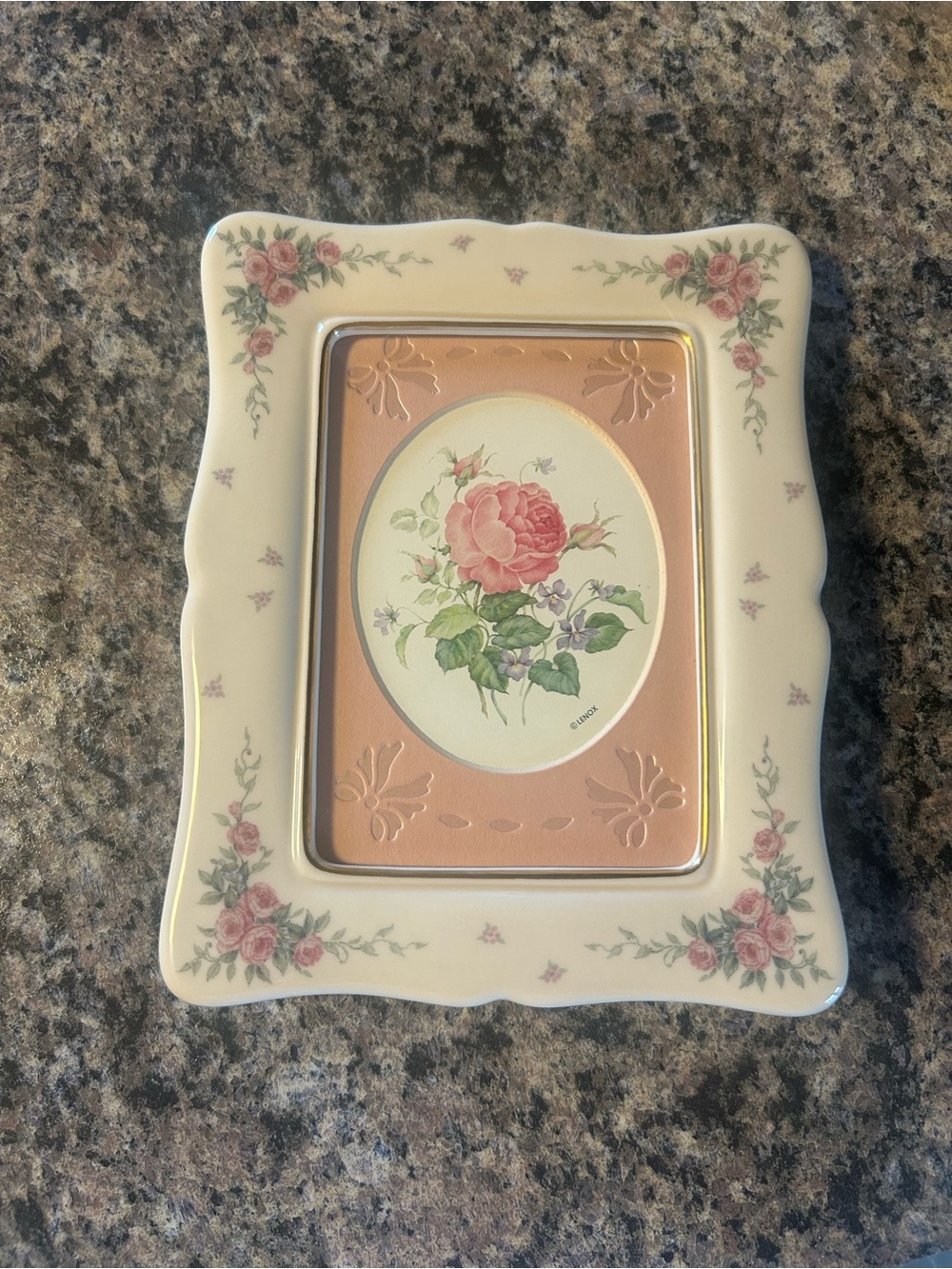 Rare Lenox Pattern Petite Rose set of 2 Picture Frame with Gold Accent and matte